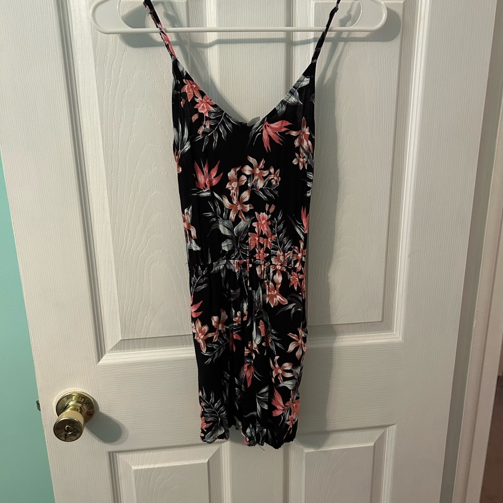 H&M Black and Pink Floral Romper